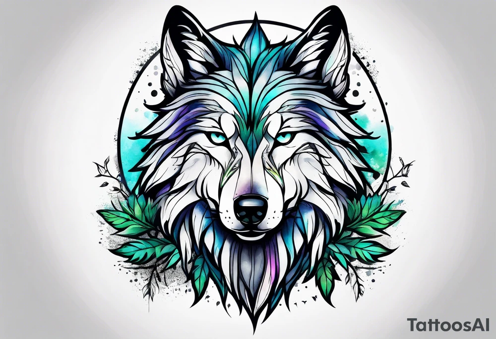 Weed wolf tattoo idea