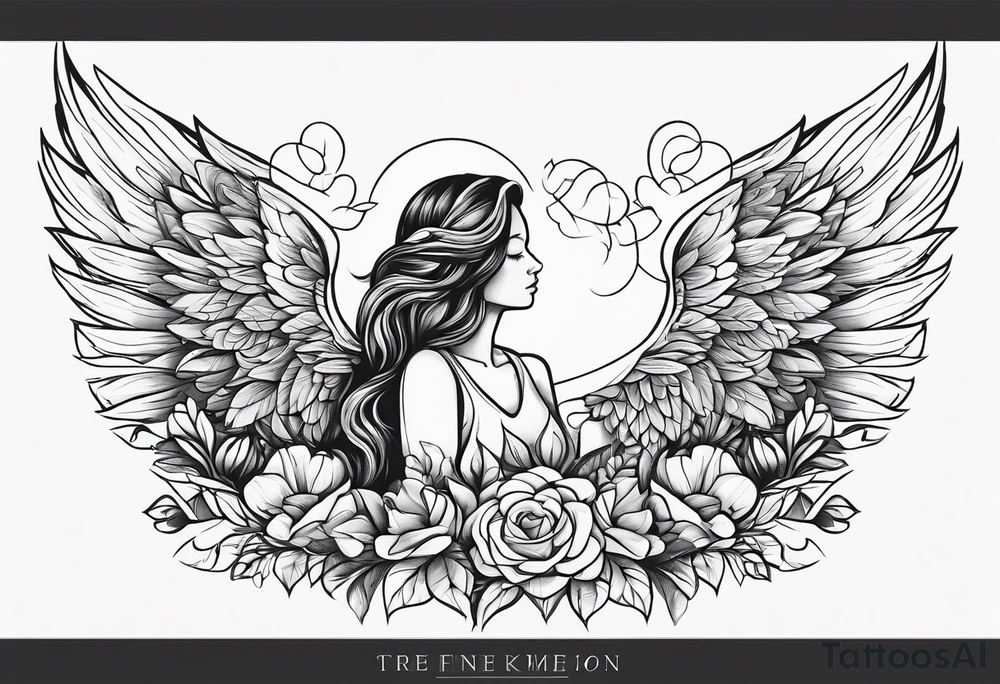 Loss of loved one due to mental health, include word brave , flowers, angel wings tattoo idea