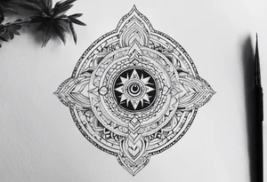 Can you combine a Hamsa with a compass pointing east. Also add a tree of life please tattoo idea