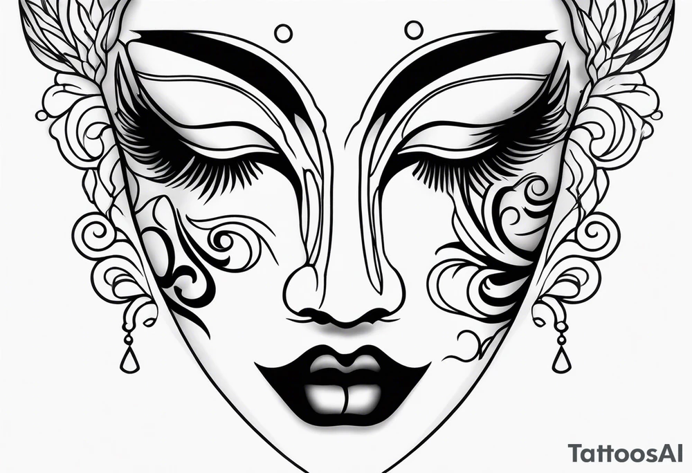 Crying masquerade face tattoo idea