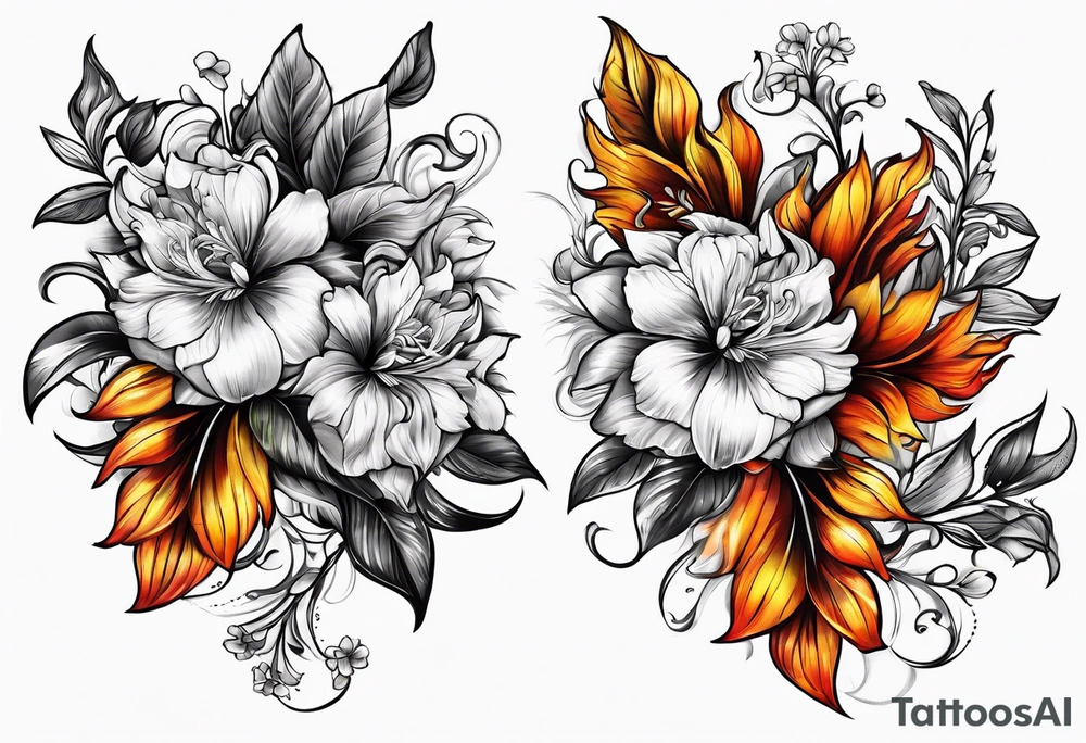 Flower fire for a male tattoo tattoo idea