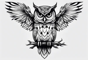owl with a sheet over its head like a ghost tattoo idea