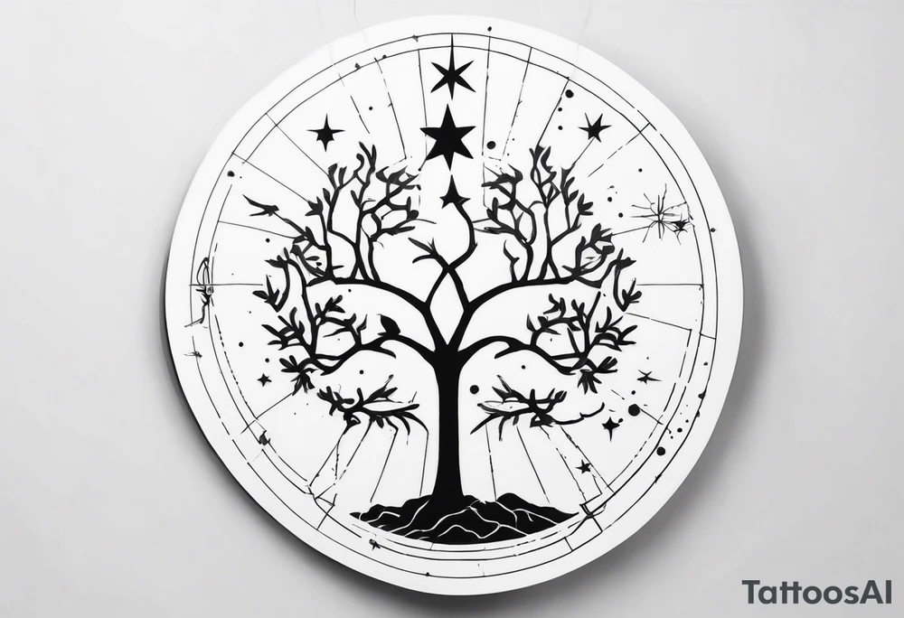 Scorpion star map sign with tree of life tattoo idea