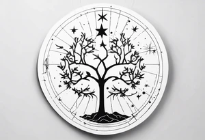 Scorpion star map sign with tree of life tattoo idea