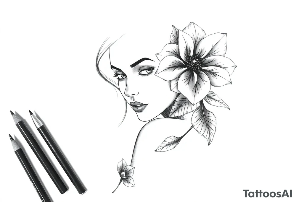 femenine sleeve flower tattoo idea