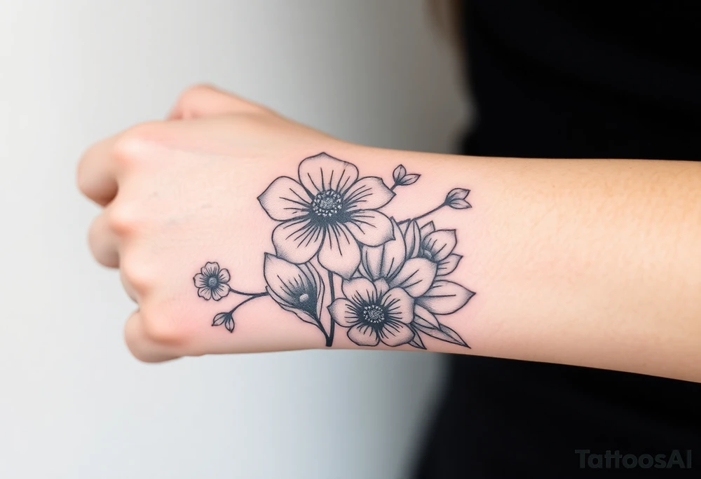 Chemical representation of Bipolar disorder 
 with flowers and fade from color to black and white tattoo idea