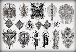 Nórdic runes Style yakuza full body tattoo idea