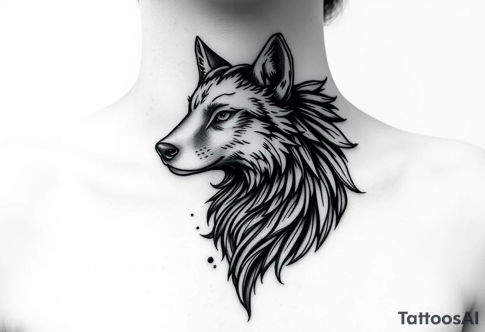 A wolf sheep mystical creature tattoo idea