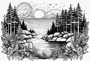 tatoo whit forest and beach tattoo idea