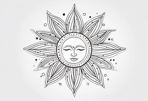 Sun with lines and dots tattoo idea