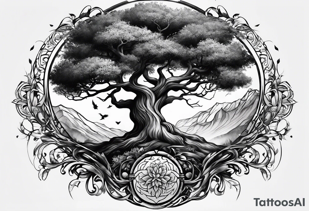 Yggdrasil petit simplist nordique tattoo idea