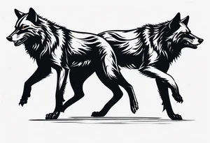 two black wolves dancing on their hind legs. they should be facing each other and obviously dancing tattoo idea