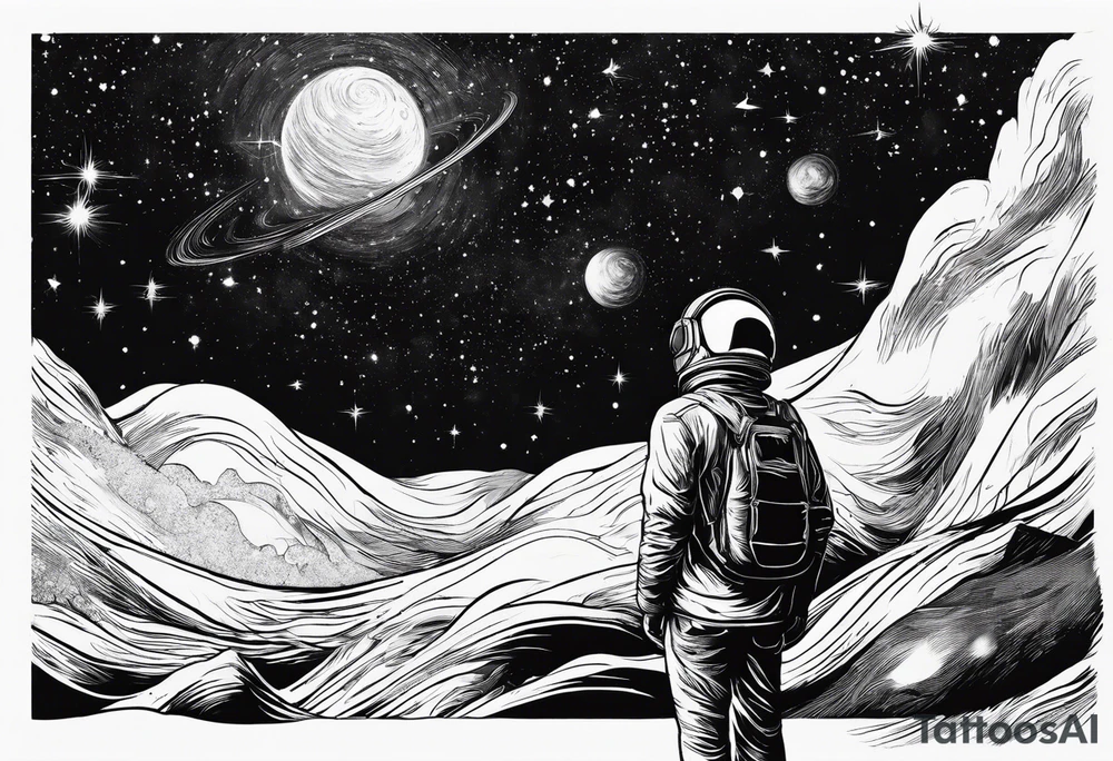 A person looking up at space tattoo idea