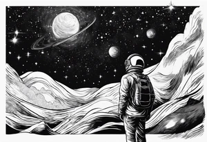 A person looking up at space tattoo idea