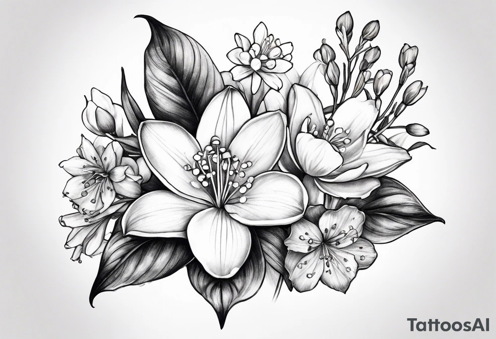 Larkspur, Lily of the valley, water, lily, Hawthorne, flower, carnation, snowdrop flower half sleeve tattoo idea