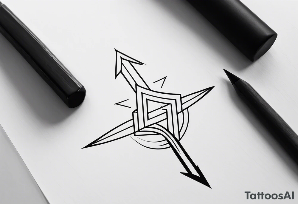 A cross with an up arrow on top tattoo idea