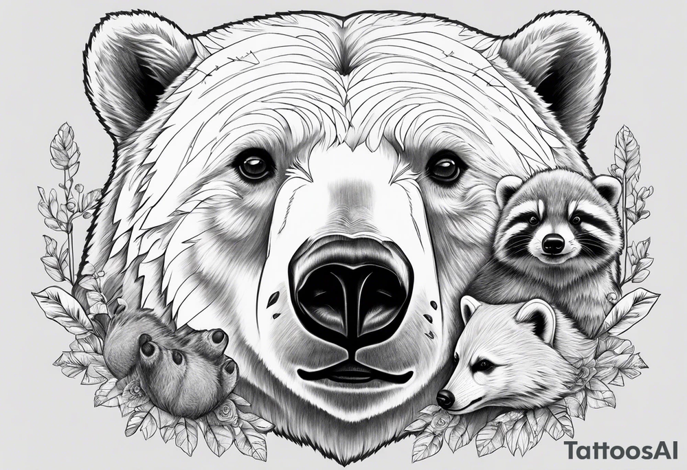 polar bear and raccoon tattoo idea