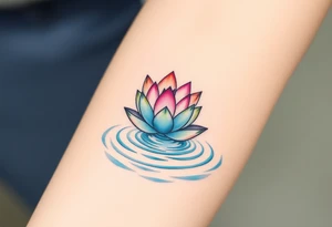 serene lotus flower emerging from sacred waters with ripples tattoo idea