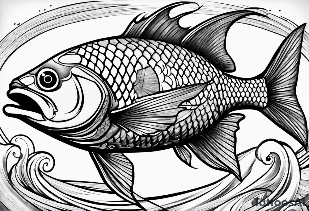 manly fish tattoo idea