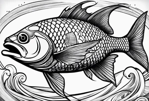 manly fish tattoo idea