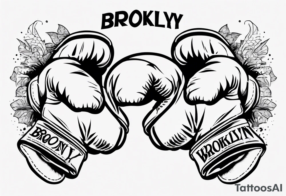 pair of boxing gloves in cartoon style with Brooklyn wording tattoo idea