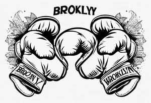 pair of boxing gloves in cartoon style with Brooklyn wording tattoo idea