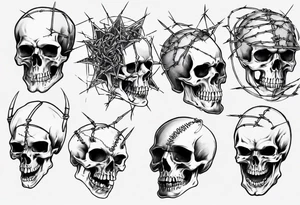 Barbed wired around skull tattoo idea