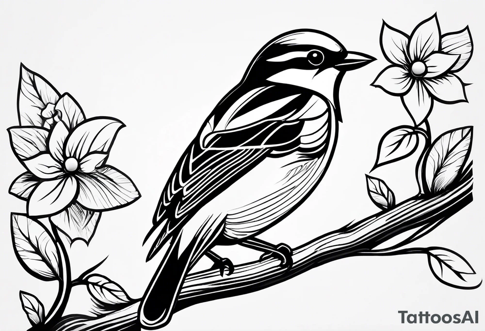 Bird powerfully looking while on a branch tattoo idea