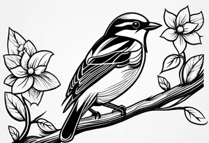 Bird powerfully looking while on a branch tattoo idea