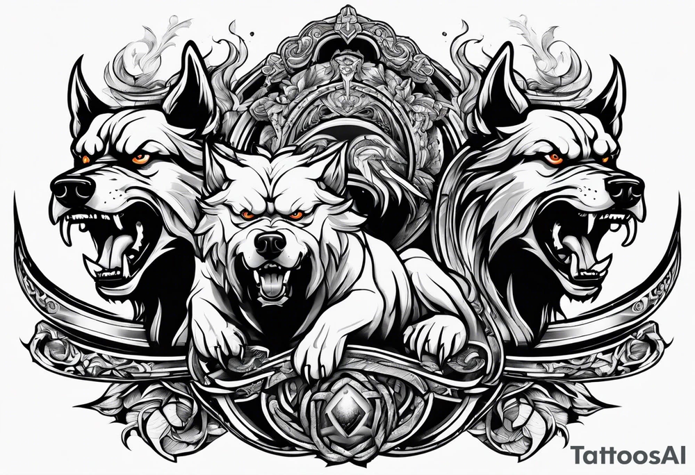 angry Cerberus tattoo idea