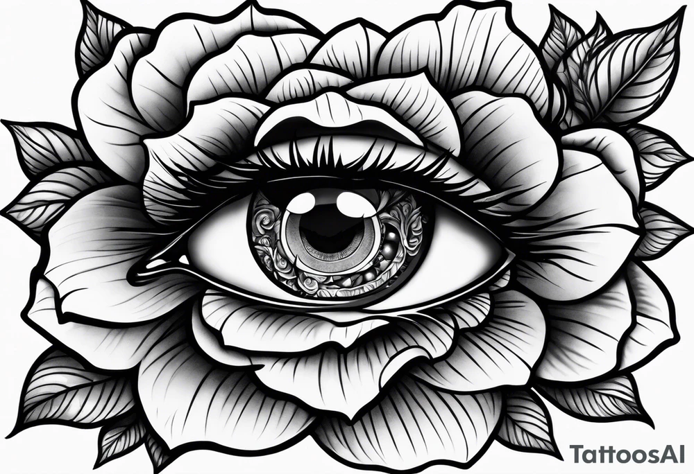 Occult eye multiple larger roses tattoo idea