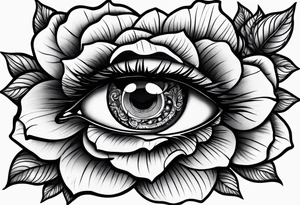 Occult eye multiple larger roses tattoo idea