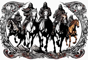 4 horseman of the apocalypse - Death, Famine, War, and Conquest tattoo idea