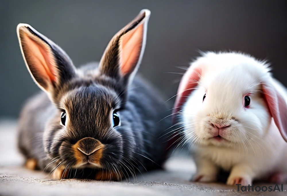 I would like a colorful bunny tattoo for my daughter because she loves bunnies and at the same time she is a pig, I would like the bunny to preferably have some combination with a pig, and then her birthday is April 9, and I would like the bunny to be kind of in the style of something like Iron Man, with the number 0409 on the armor. I'm more of a geometric person myself so I'd like her to not be a full pattern but cut by diamonds or triangles

Translated with www.DeepL.com/Translator (free version) tattoo idea