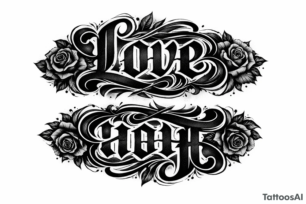 Its a coverup tattoo so i want love/hate to be read as love and turn it upside down and it should read hate tattoo idea