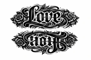 Its a coverup tattoo so i want love/hate to be read as love and turn it upside down and it should read hate tattoo idea