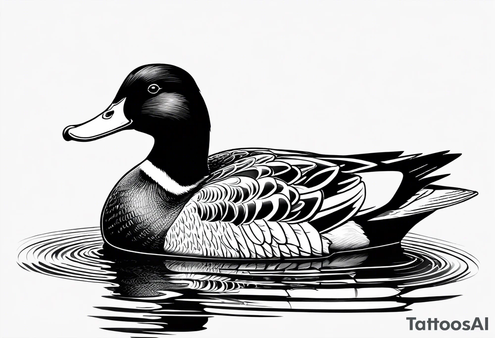 Hunting decoy Duck with a jacket that says "XRP" on the side. tattoo idea