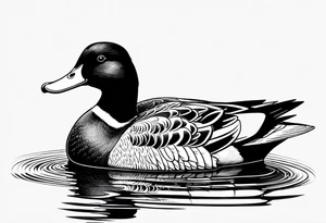 Hunting decoy Duck with a jacket that says "XRP" on the side. tattoo idea