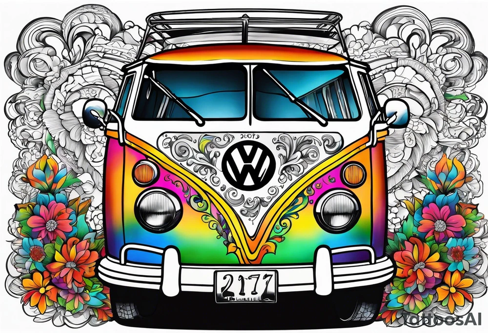 1967 21 window vw bus ragtop tattoo idea