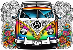 1967 21 window vw bus ragtop tattoo idea