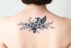 crows with flowers tattoo idea