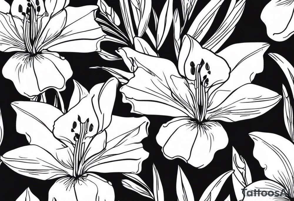 alstroemeria flowers surrrounded by greenary with powerful words some where in the tattoo tattoo idea