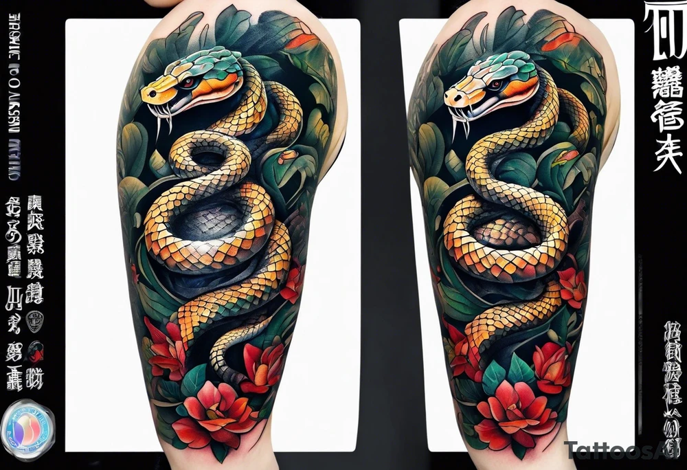 sleeve tattoo of a snake tattoo idea
