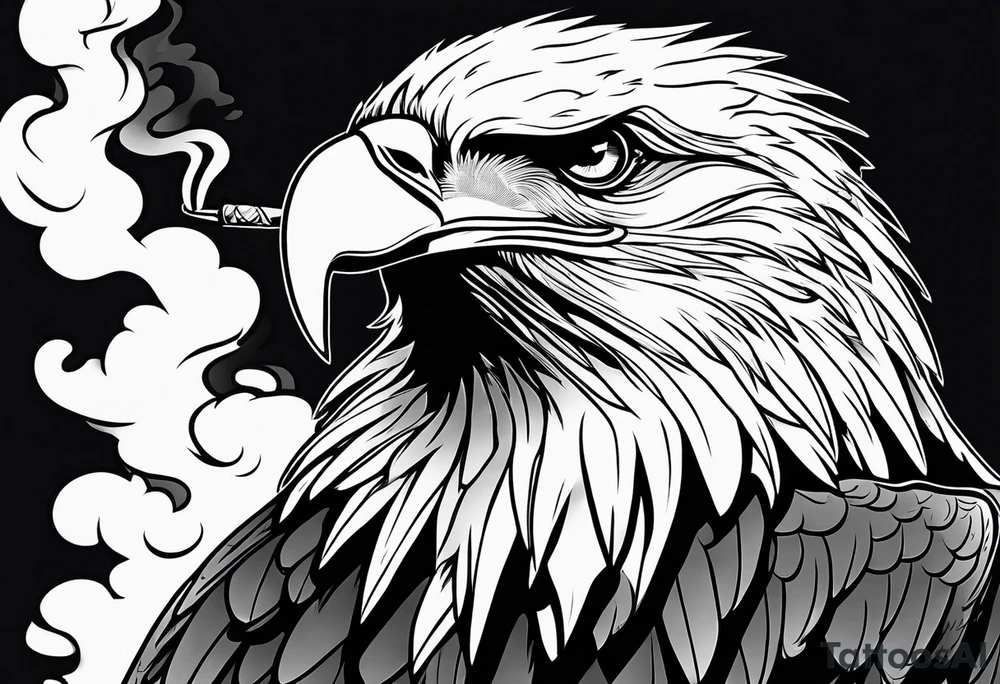 bald eagle smoking a cigarette tattoo idea