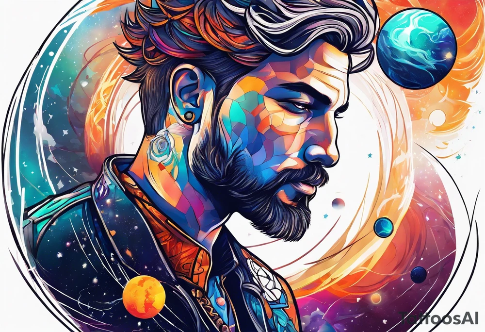 Man,solar, planet space tattoo idea