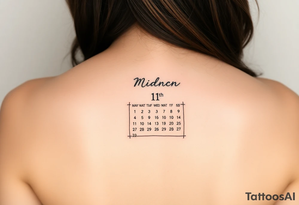 A calendar with 11th March tattoo idea