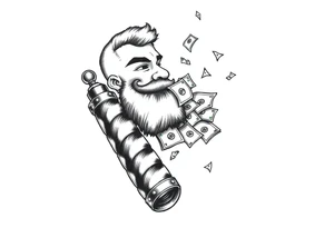Barber sign with raining money tattoo idea