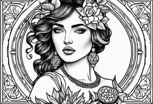 Persephone portrait holding a pomegranate tattoo idea