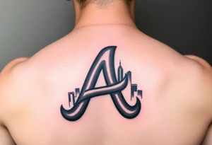 Atlanta Braves letter logo “A” overlapping a piece of the Atlanta skyline in the back. Small and jam packed tattoo idea