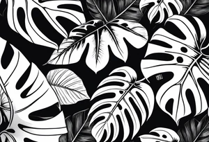 a group of monstera leaves tattoo idea